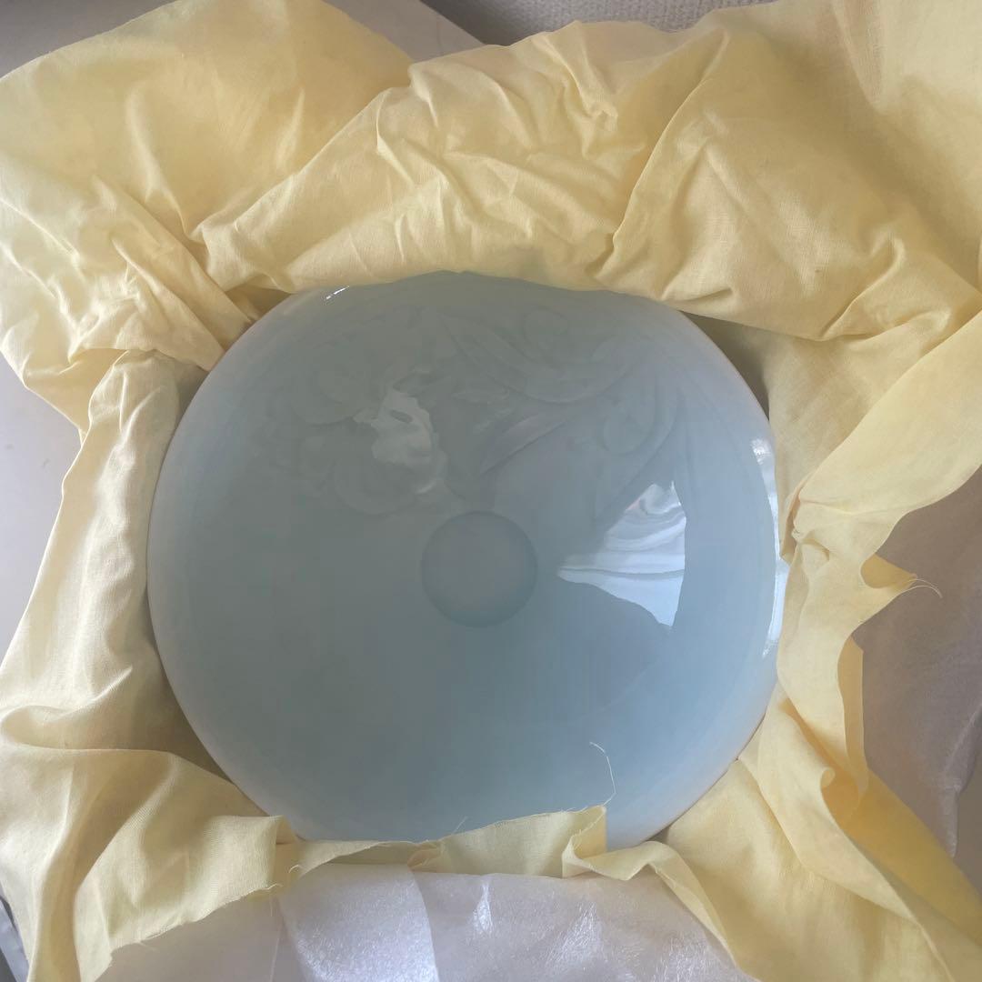 青白磁　牡丹鉢　快山窯　塚本快示　約20センチ　深鉢