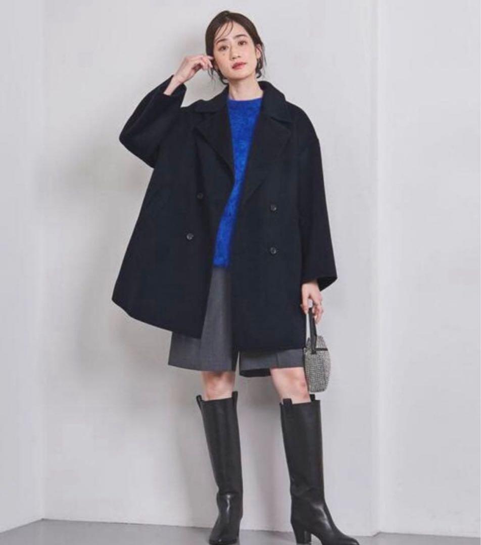 美品　上質23AWユナイテッドアローズ リバー テーラードコート　ピーコート36