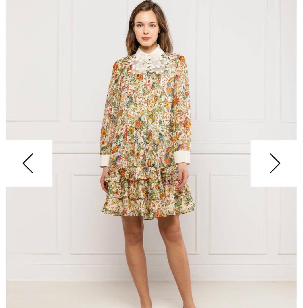 お値下げ　TORRYBURCH 花柄　シルクワンピース　トリーバーチ　襟付き