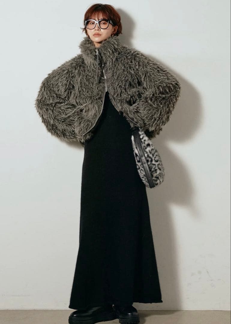 ESICA ミックスシープファースタンドブルゾン　グレー