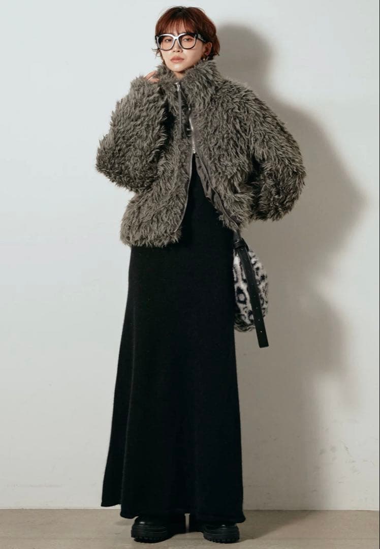 ESICA ミックスシープファースタンドブルゾン　グレー