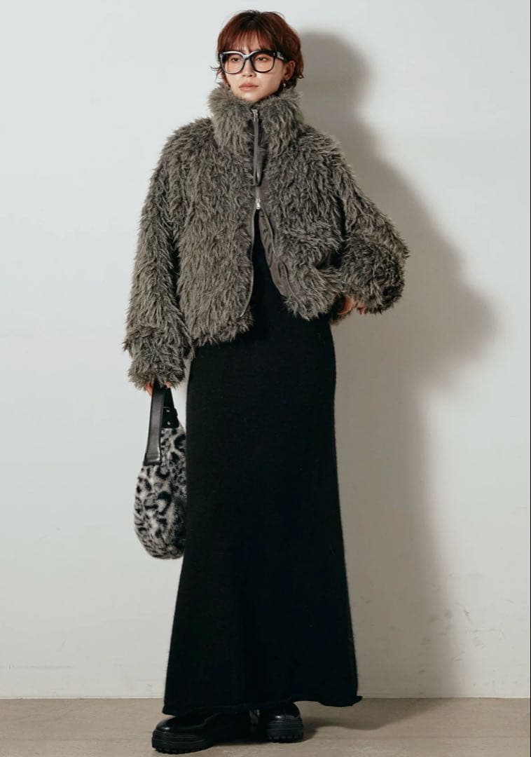 ESICA ミックスシープファースタンドブルゾン　グレー