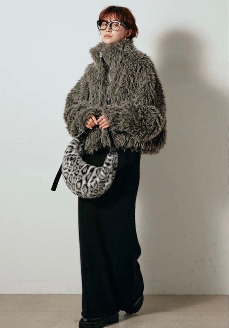 ESICA ミックスシープファースタンドブルゾン　グレー