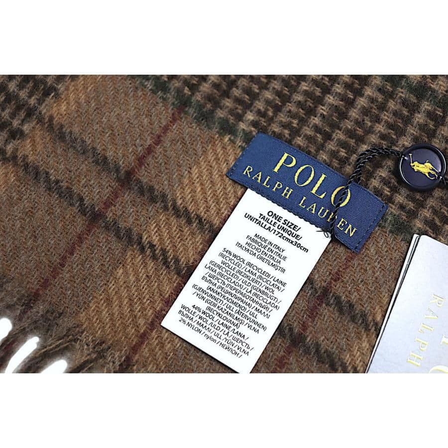 POLO RALPH LAURENパッチワークチェックウールブレンド マフラー