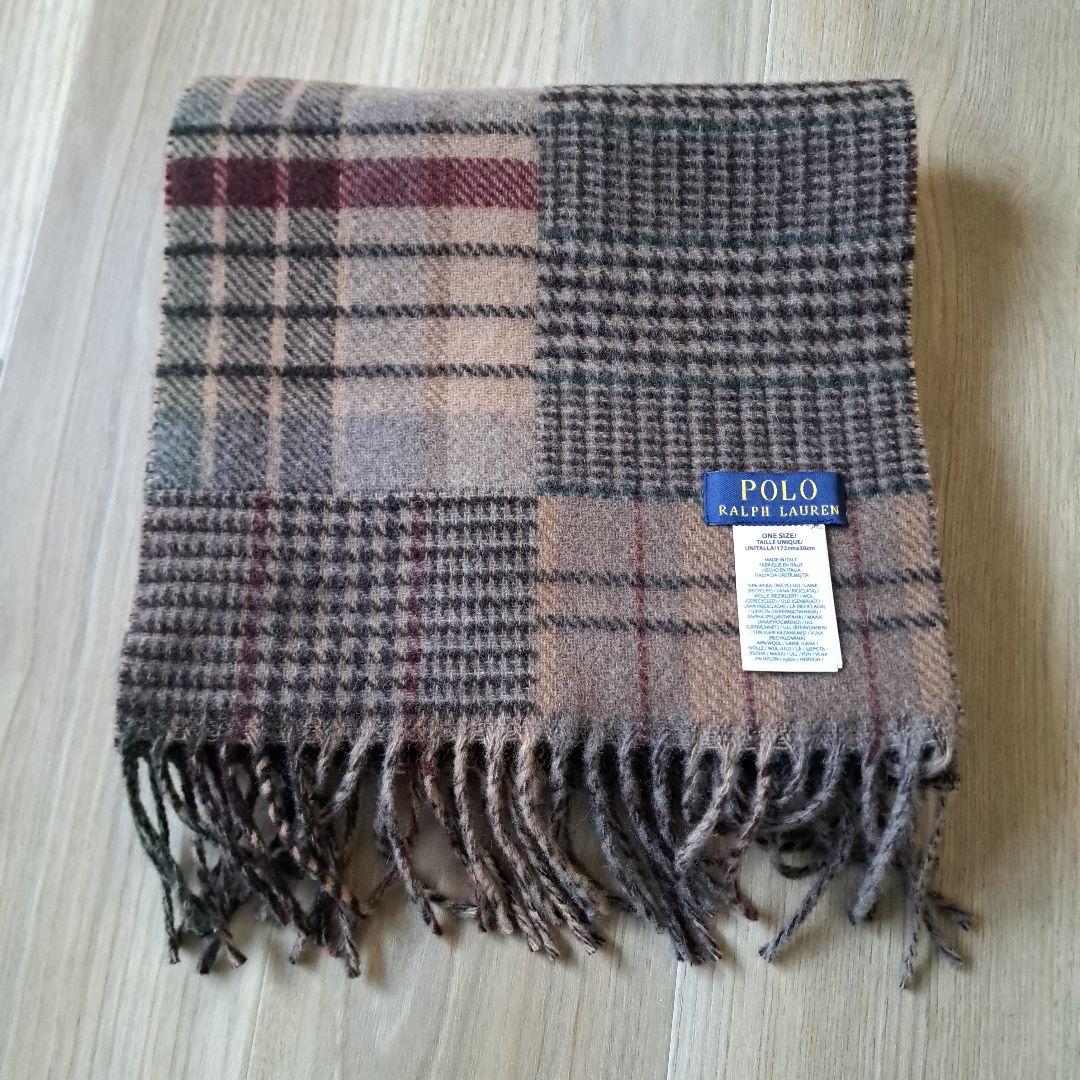 POLO RALPH LAURENパッチワークチェックウールブレンド マフラー