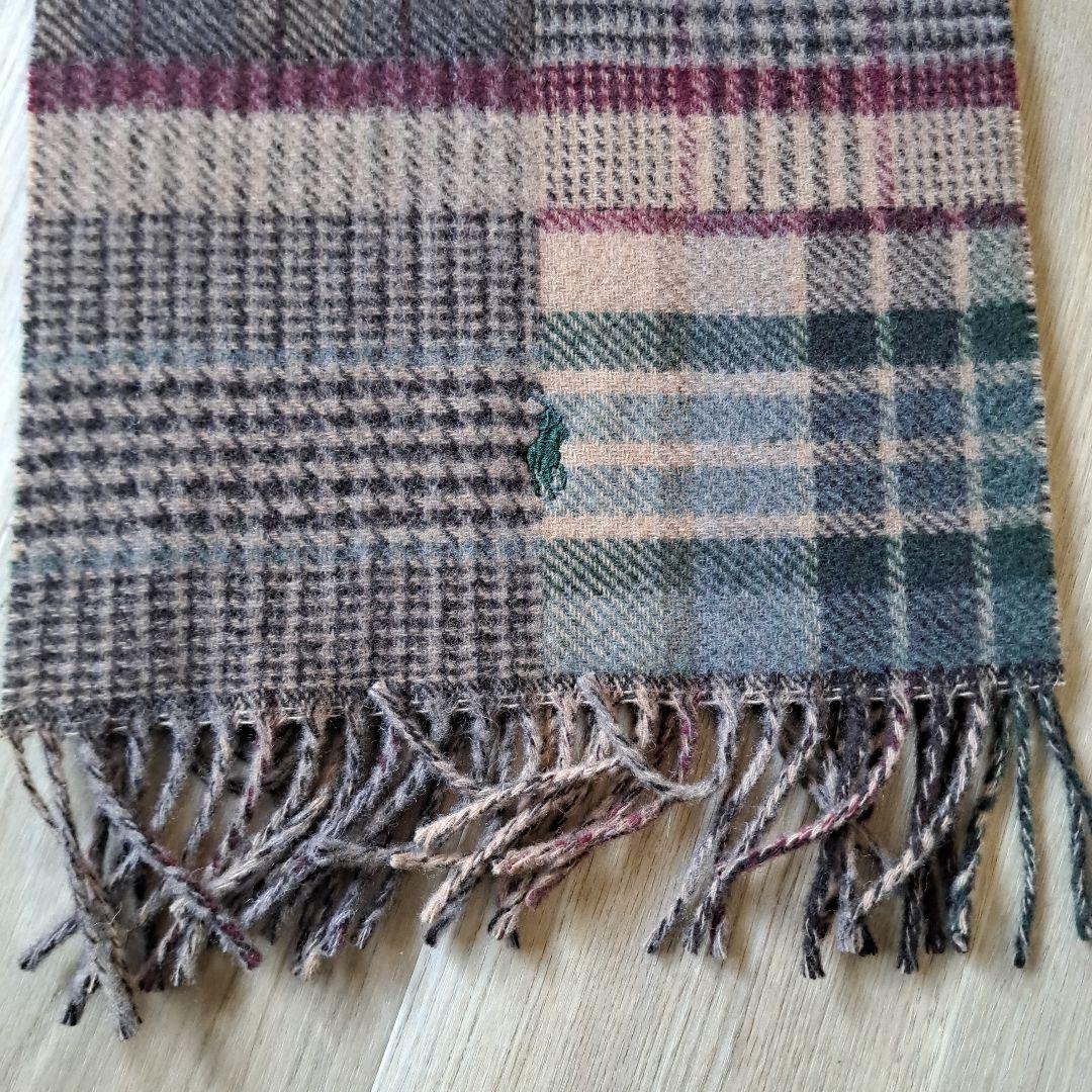 POLO RALPH LAURENパッチワークチェックウールブレンド マフラー