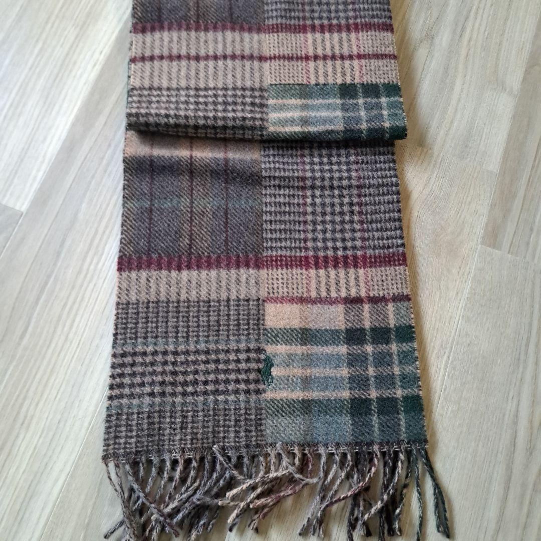 POLO RALPH LAURENパッチワークチェックウールブレンド マフラー