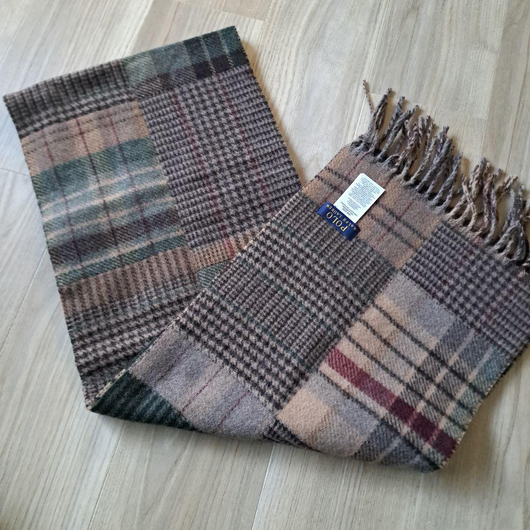 POLO RALPH LAURENパッチワークチェックウールブレンド マフラー