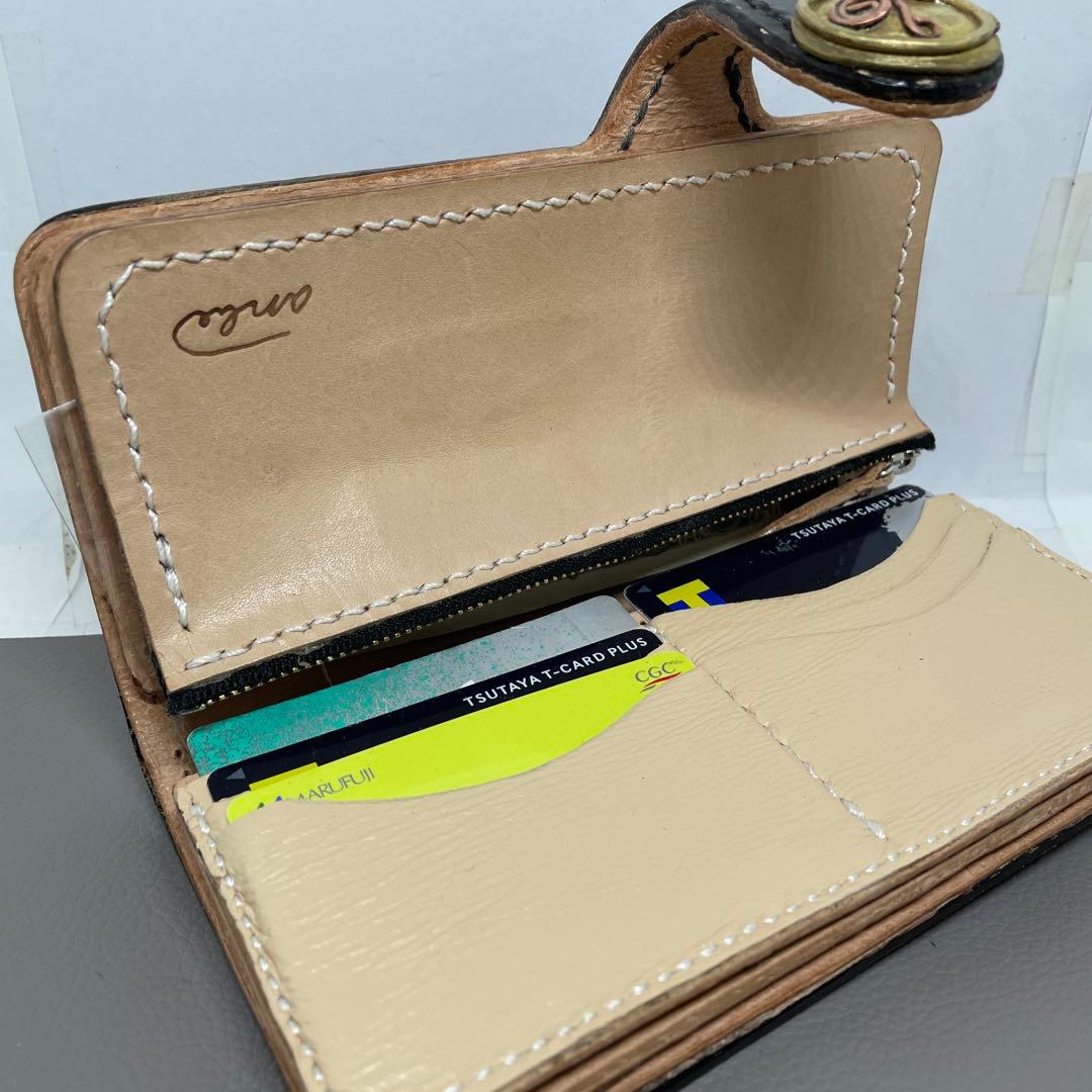 ロングウォレット　手縫い　ウォレットチェーン　ちょっとビンテージ