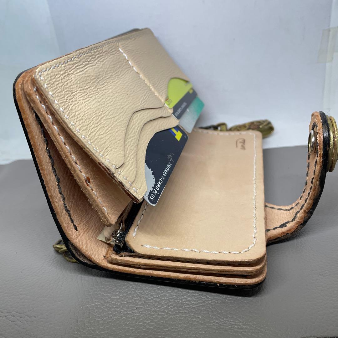 ロングウォレット　手縫い　ウォレットチェーン　ちょっとビンテージ
