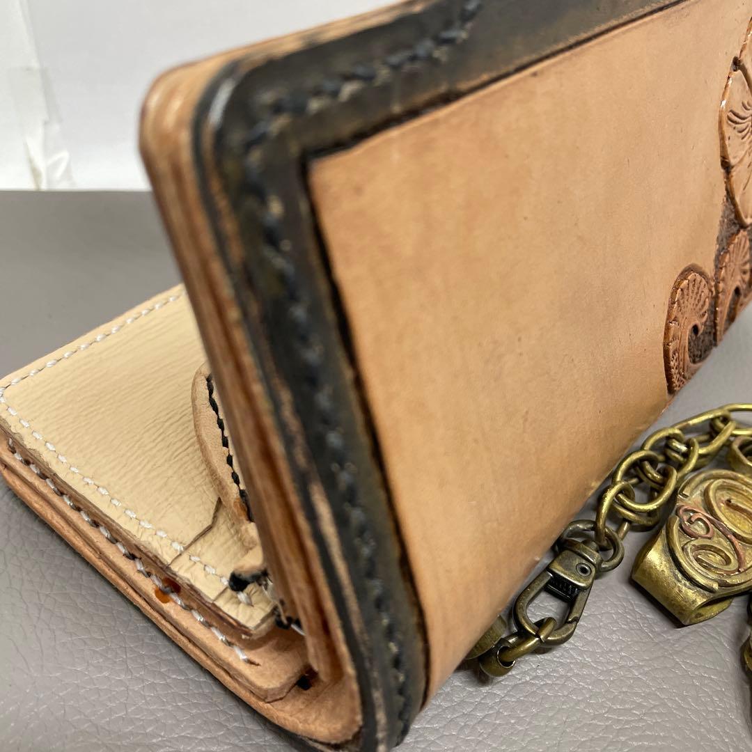 ロングウォレット　手縫い　ウォレットチェーン　ちょっとビンテージ