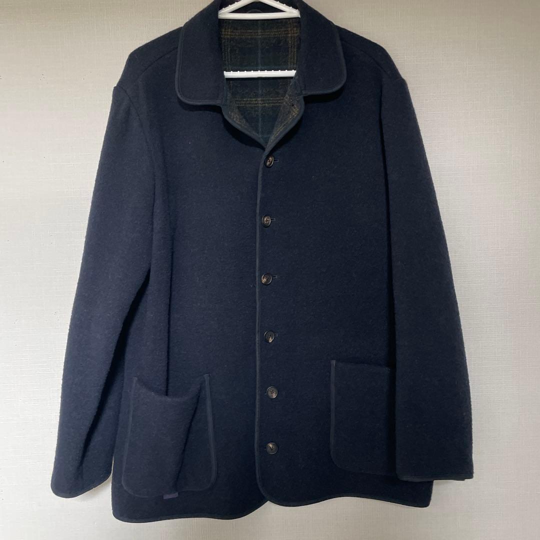 Papas ネイビー ウールピーコート サイズL