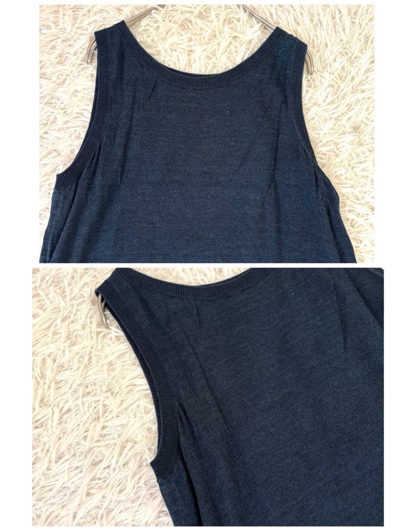 美品　45R インディゴギマニットワンピース　ネイビー　0