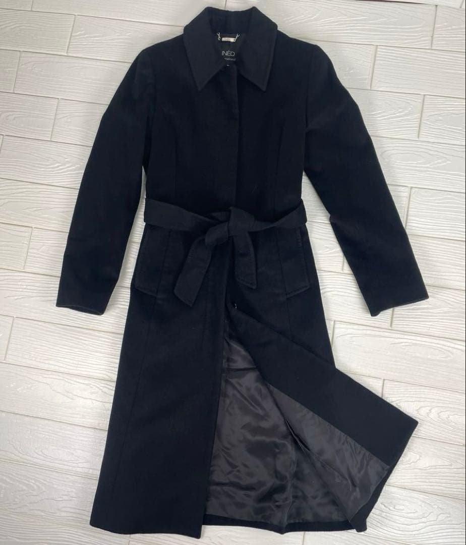 イネドINED カシミヤロングコート　カシミヤ100% ステンカラーコート