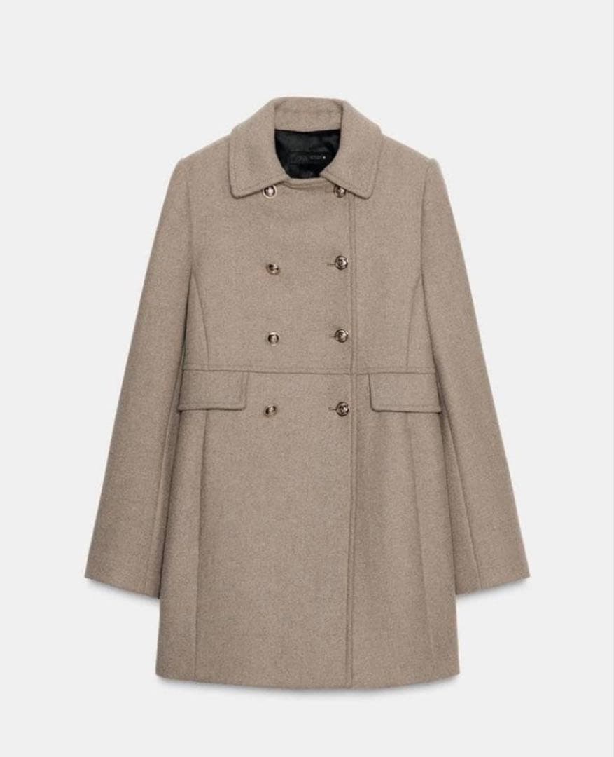 ZARA ウール混紡ショート丈ダブルブレストコート M