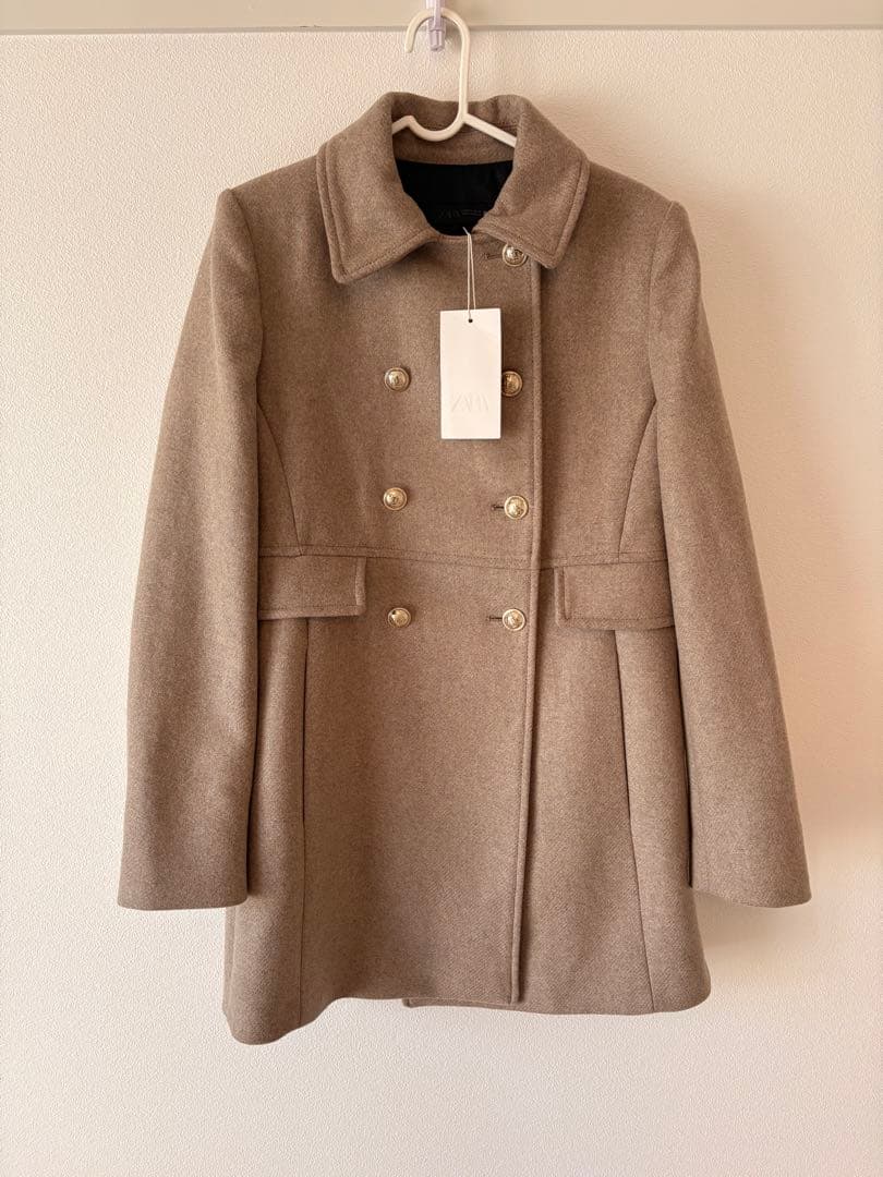ZARA ウール混紡ショート丈ダブルブレストコート M