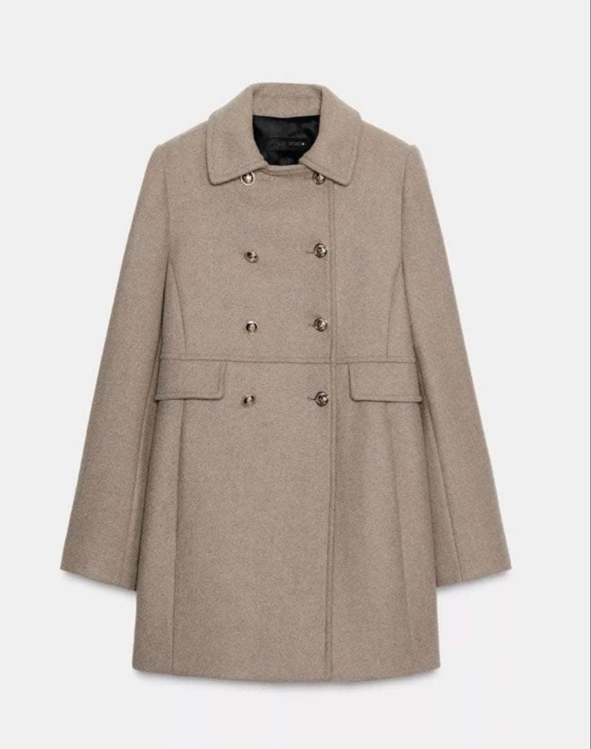 ZARA ウール混紡ショート丈ダブルブレストコート M