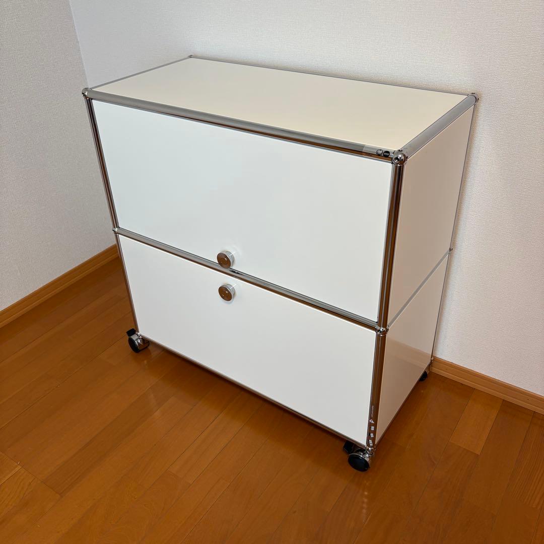 USMハラー サイドボード キャビネット フリップアップドア 引き出し ホワイト