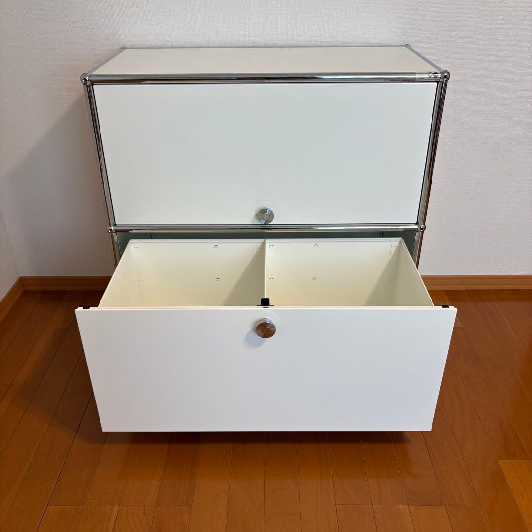 USMハラー サイドボード キャビネット フリップアップドア 引き出し ホワイト