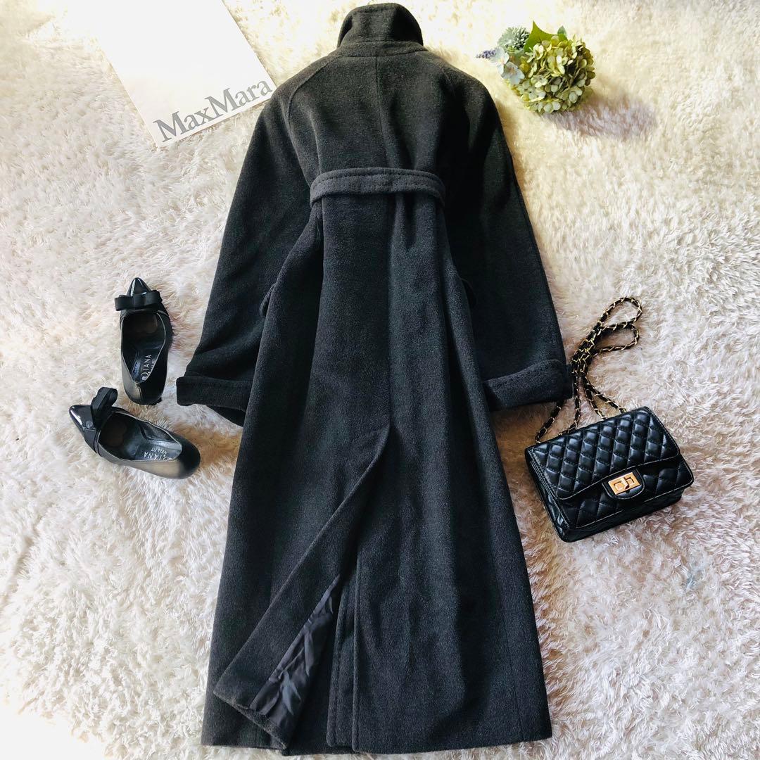 美品✨マックスマーラ ベルテッドコート ガウン カシミヤ 女優襟 グレー 38