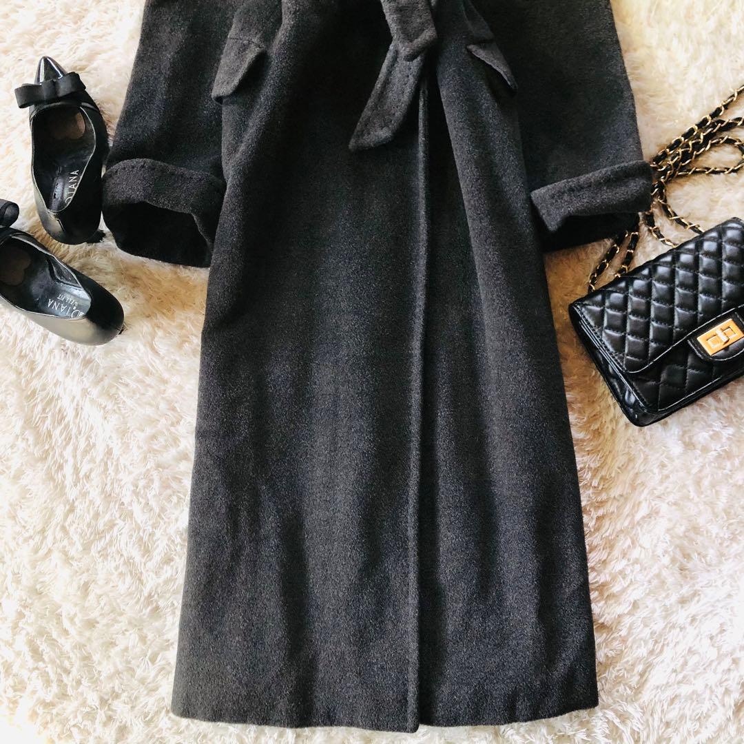 美品✨マックスマーラ ベルテッドコート ガウン カシミヤ 女優襟 グレー 38