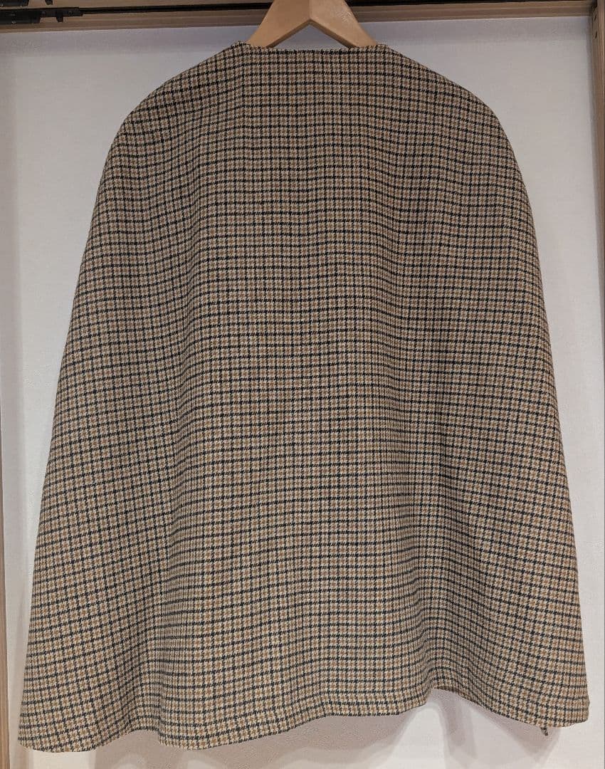 ローレンラルフローレン　ケープコート　ポンチョ　千鳥柄　グレンチェック　金ボタン