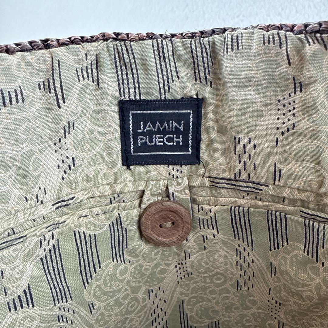 JAMIN PUECH カゴバッグ　トートバッグ　本革 スクエア　花柄