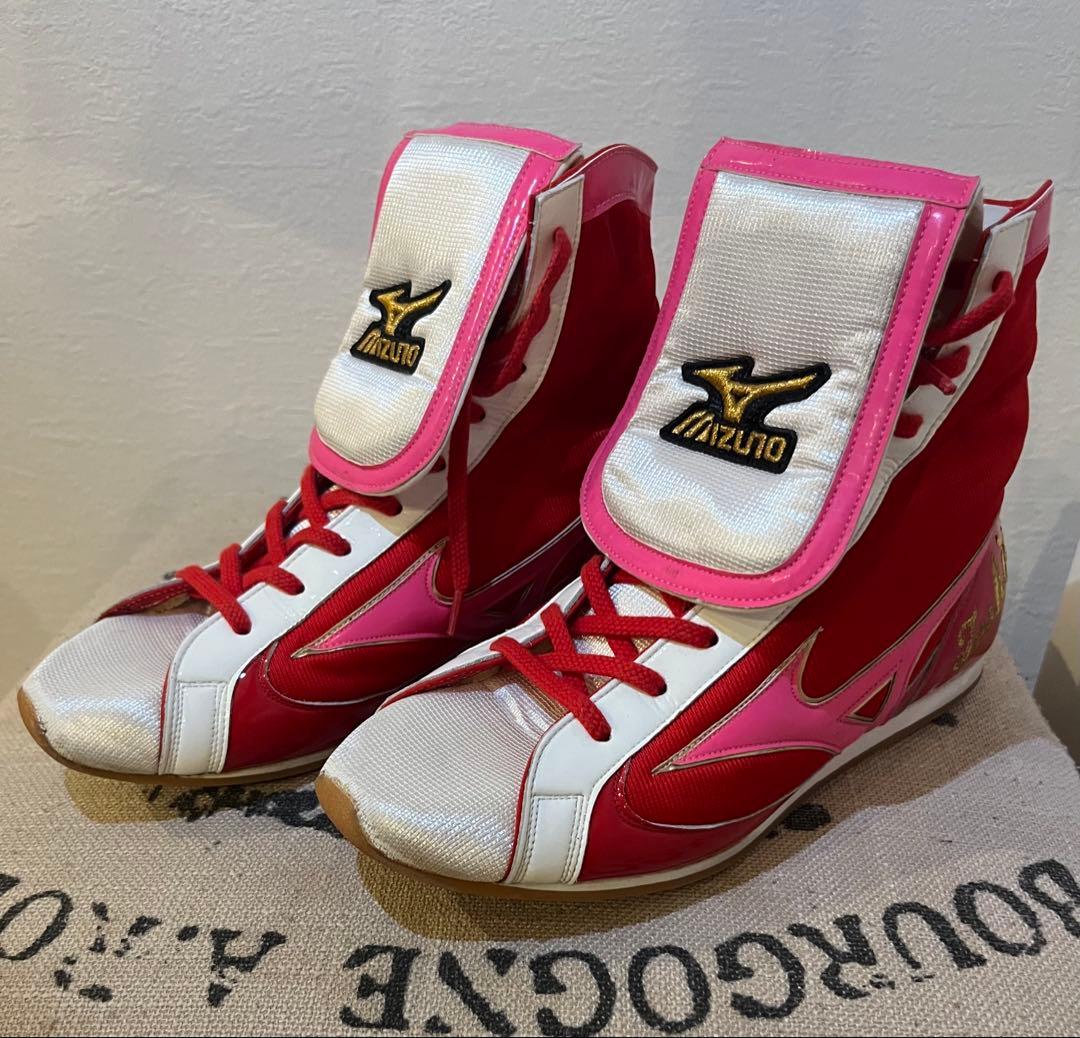 【最終価格】ミズノ　ボクシングシューズ 25cm 赤/白/ピンク　MIZUNO