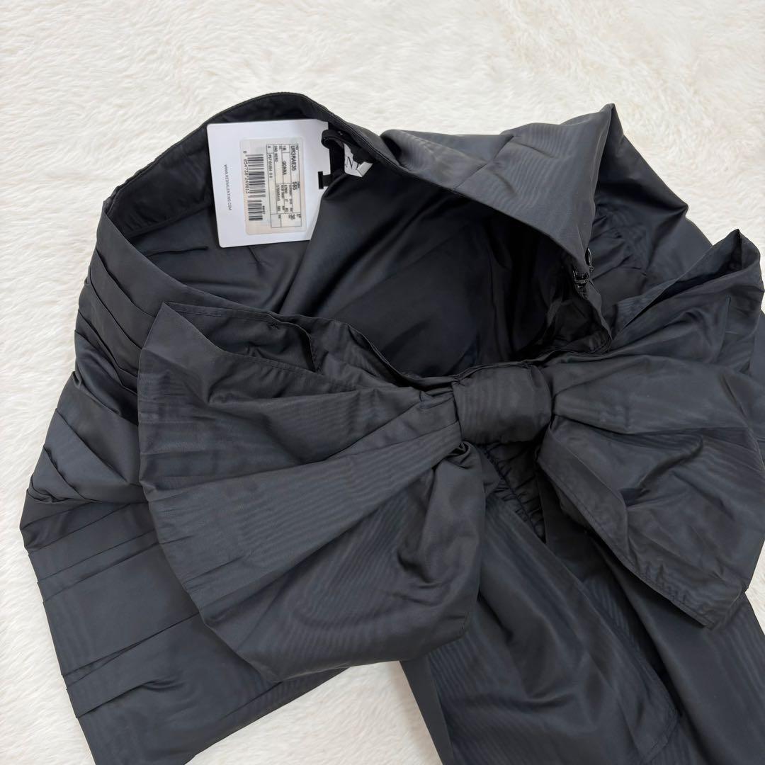 新品タグ✨レッドヴァレンティノ スカート ミニ リボン 光沢 M ギャザー 黒