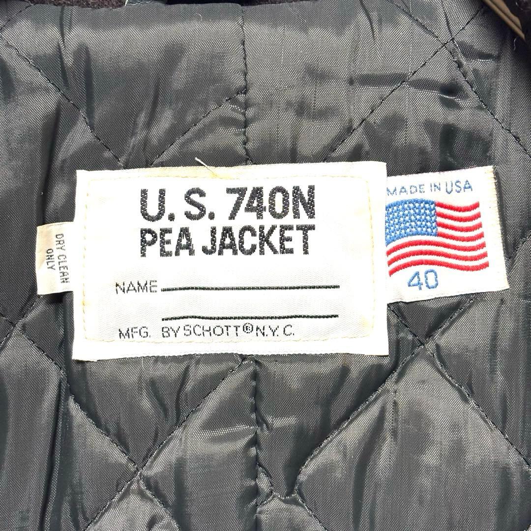 希少色 美品 USA製 SCHOTT 740N ピーコート 裏キルティング 40