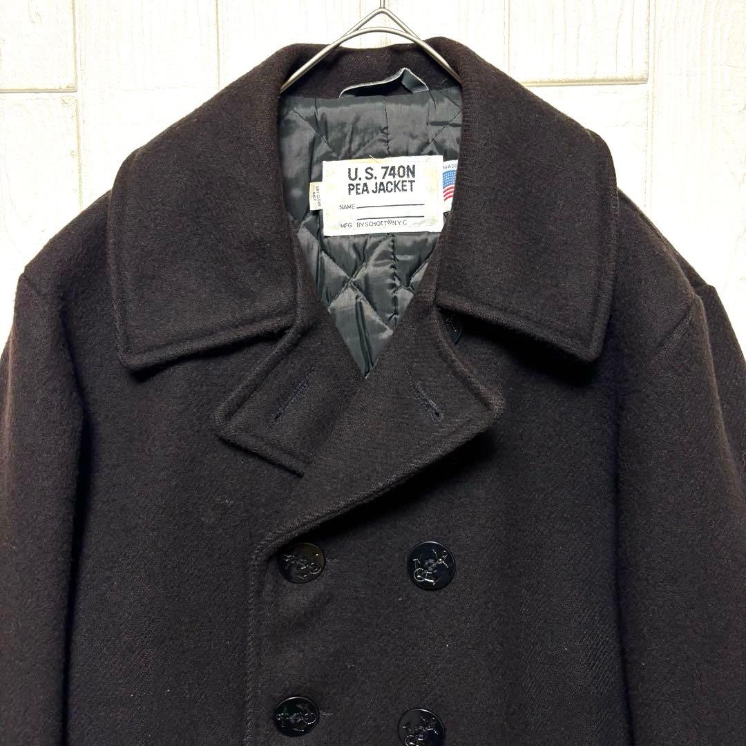 希少色 美品 USA製 SCHOTT 740N ピーコート 裏キルティング 40