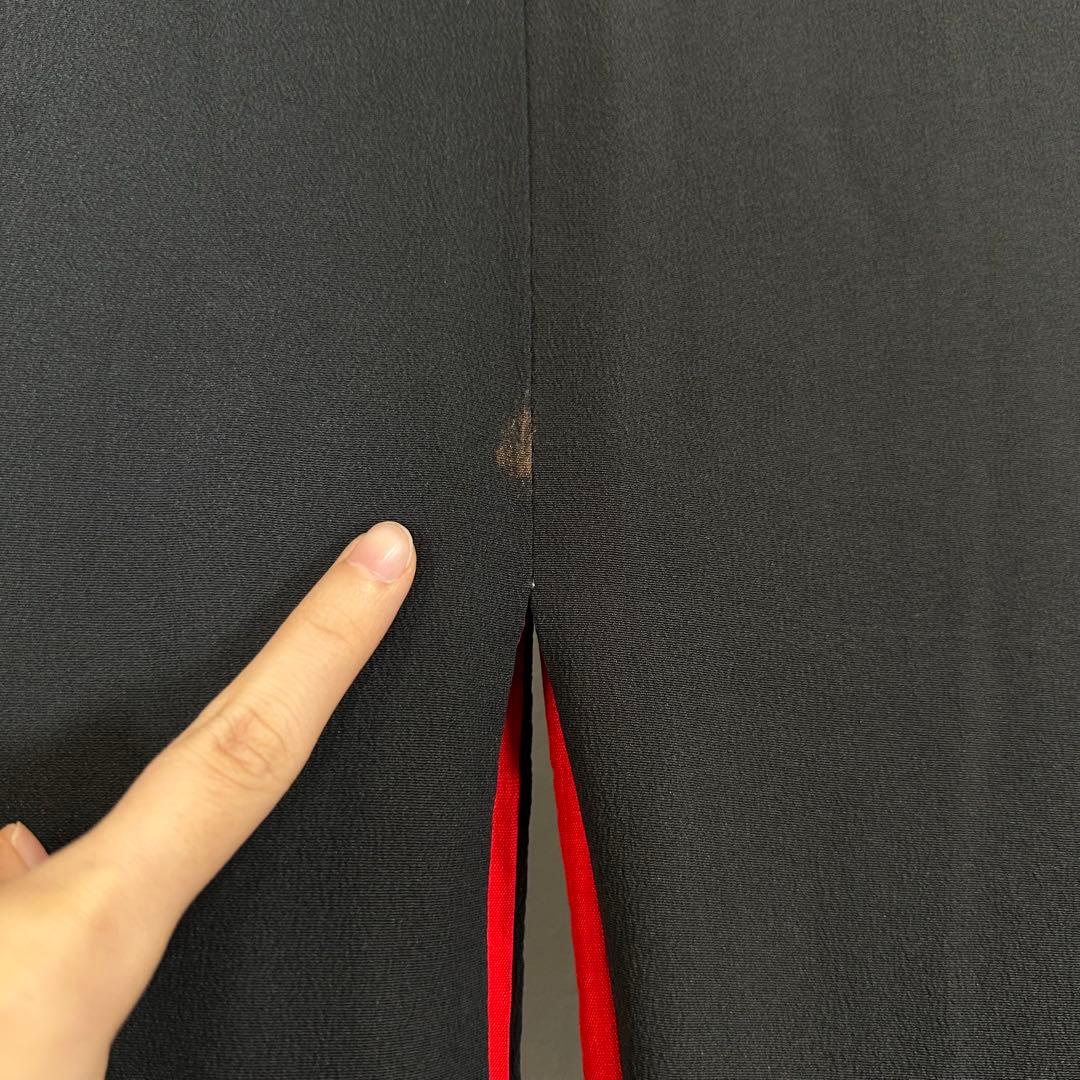 美品　着物　正絹　黒留袖　花嫁衣装　アンティーク　黒　赤　鷹　松　157