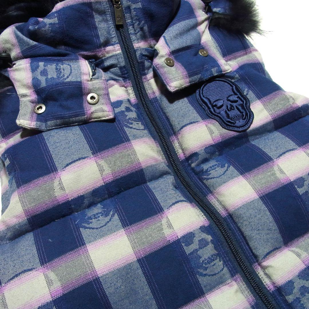 定価28万 ルシアンペラフィネ カシミヤ混 スカルチェック ファー ダウンベスト