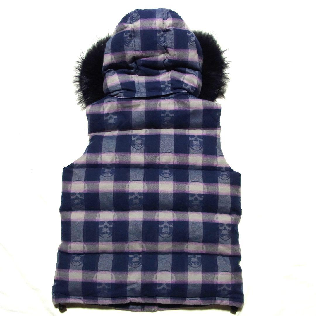 定価28万 ルシアンペラフィネ カシミヤ混 スカルチェック ファー ダウンベスト