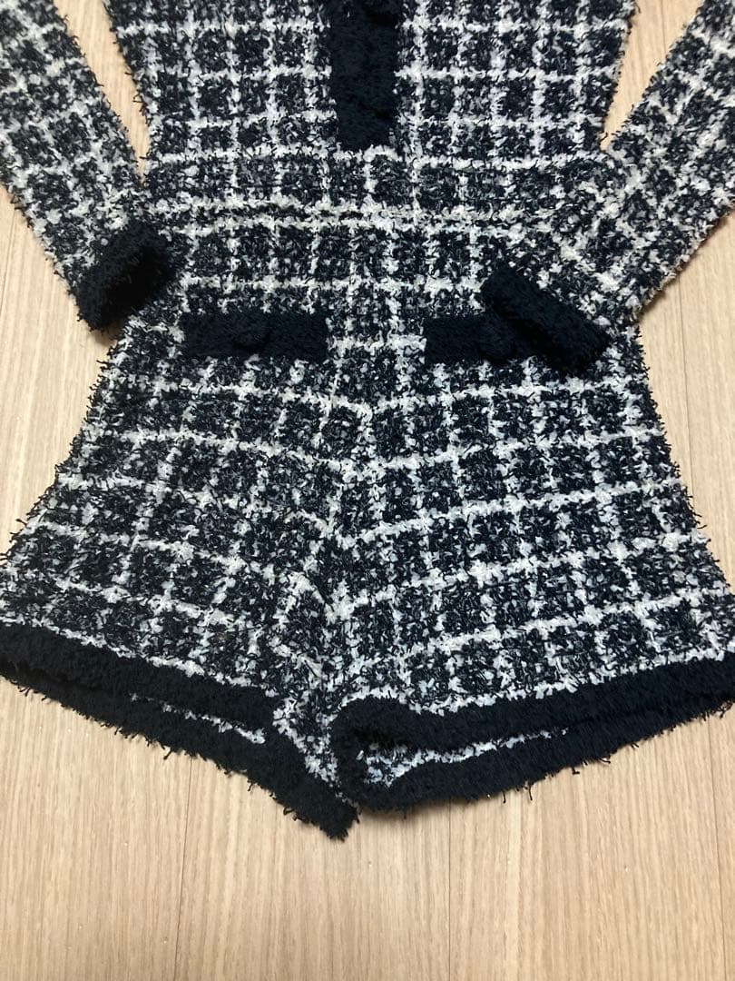 Darich ダーリッチ ツイードニットコンビネゾン ブラック Free