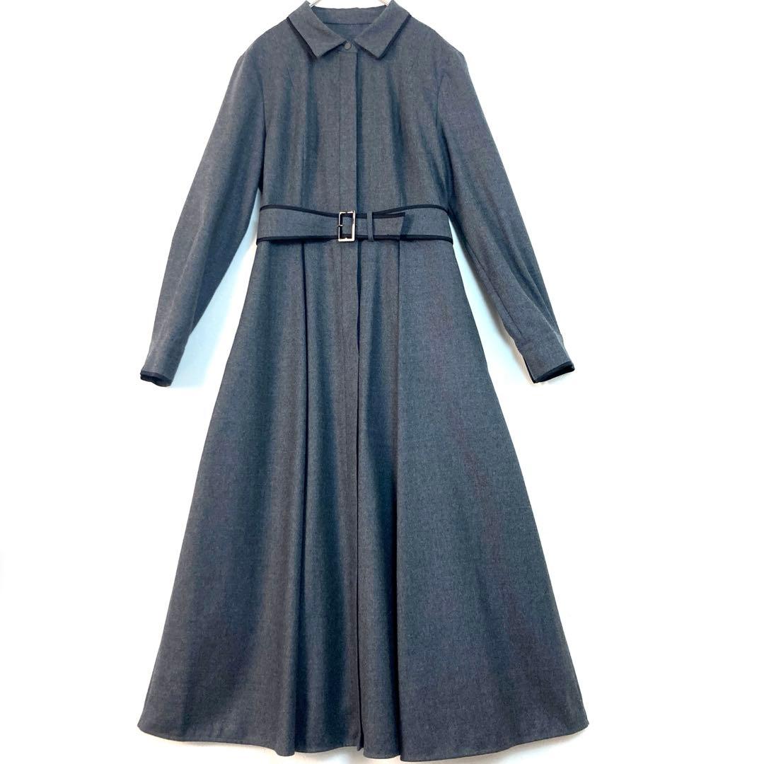 新品タグ付 定価59400円 アナイ ウールフラノタック シャツワンピース 38