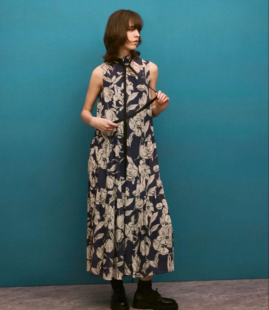 allureville★楊柳シアーフラワープリントワンピース★定価49,500円