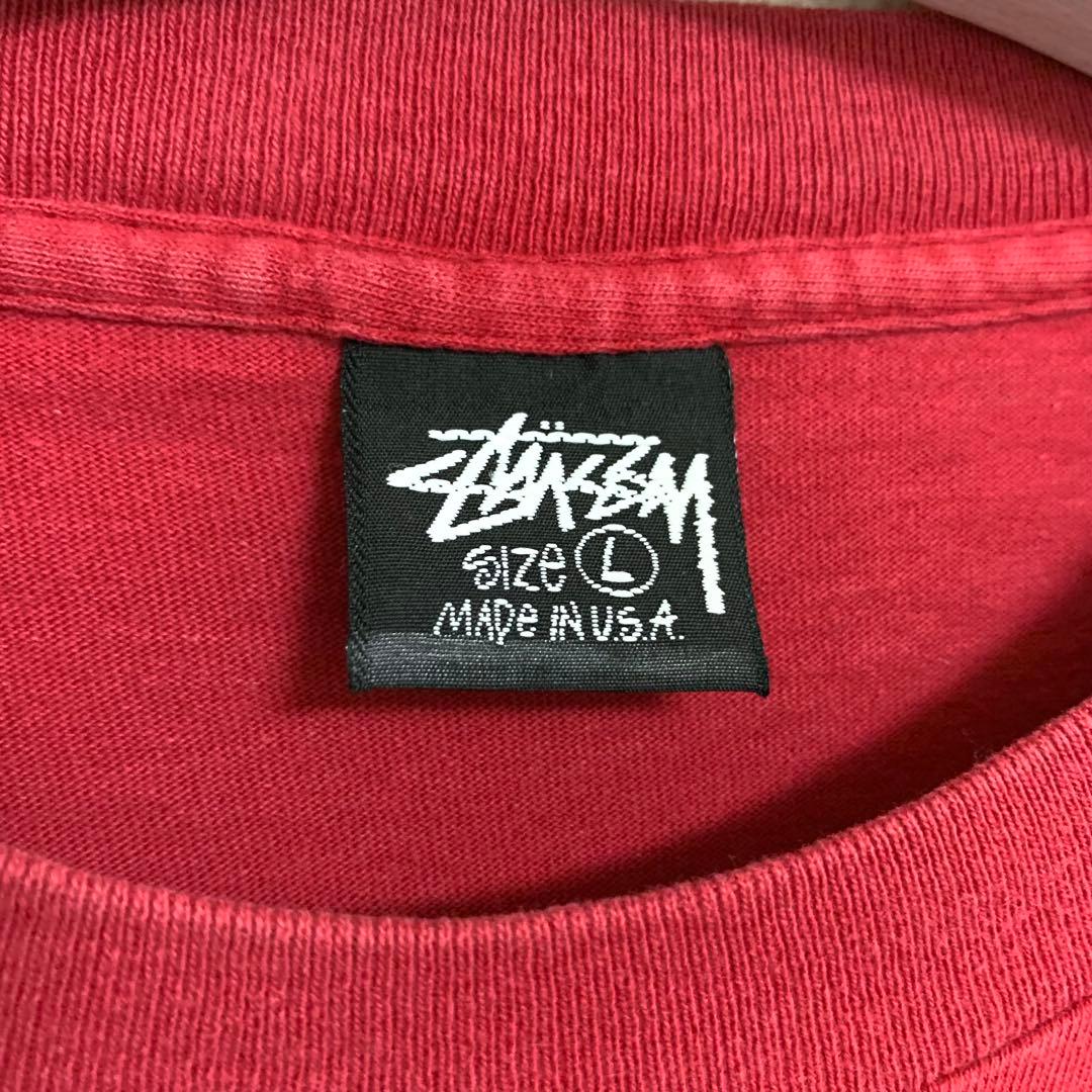 80s 前期 STUSSY USA製 黒タグ ビッグ クラウン ロゴ ロンT L