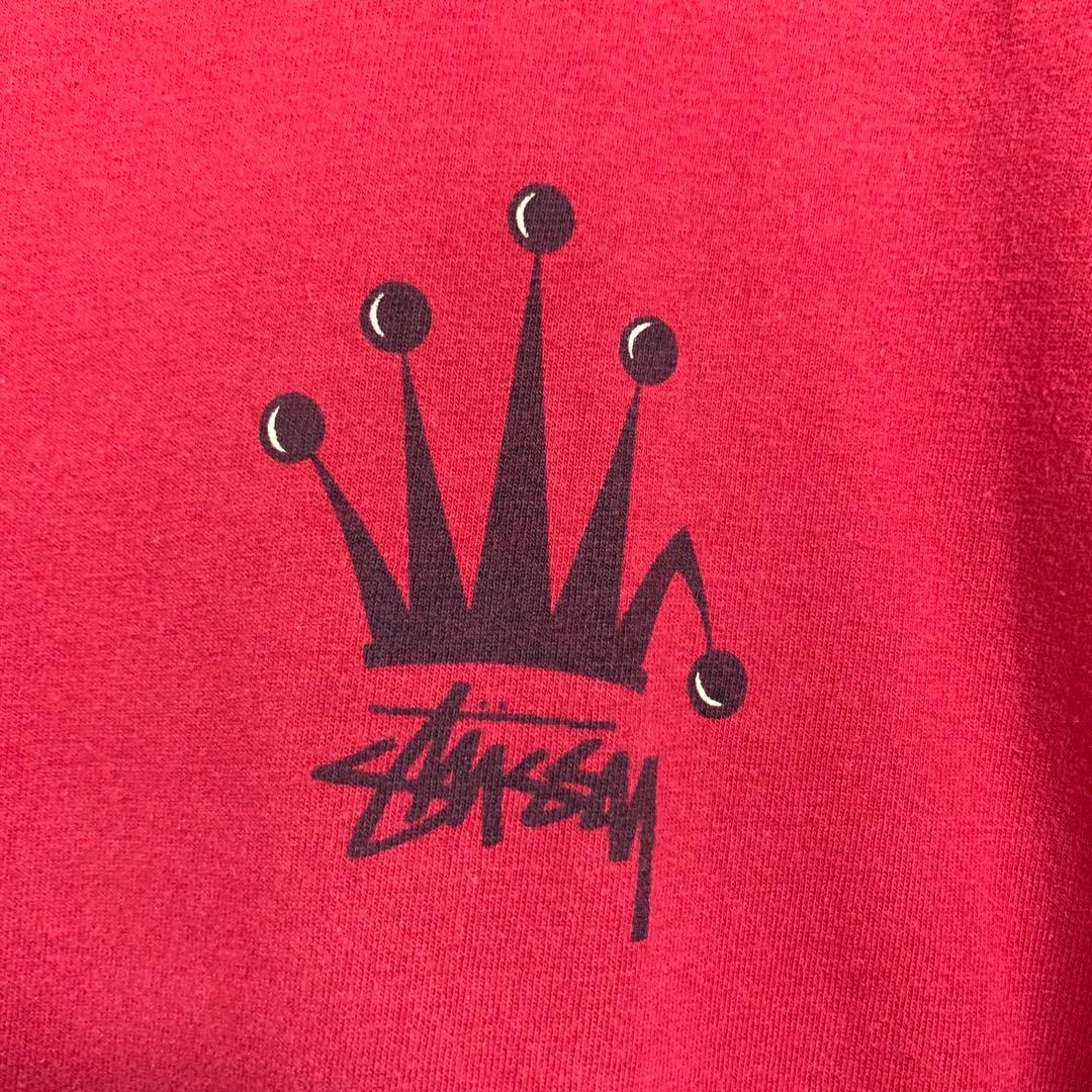 80s 前期 STUSSY USA製 黒タグ ビッグ クラウン ロゴ ロンT L