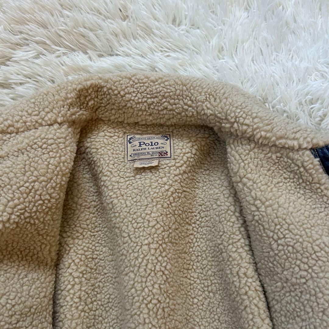 ポロラフルローレン　デニムウエスタンジャケット　ボア　ヴィンテージ加工　XS