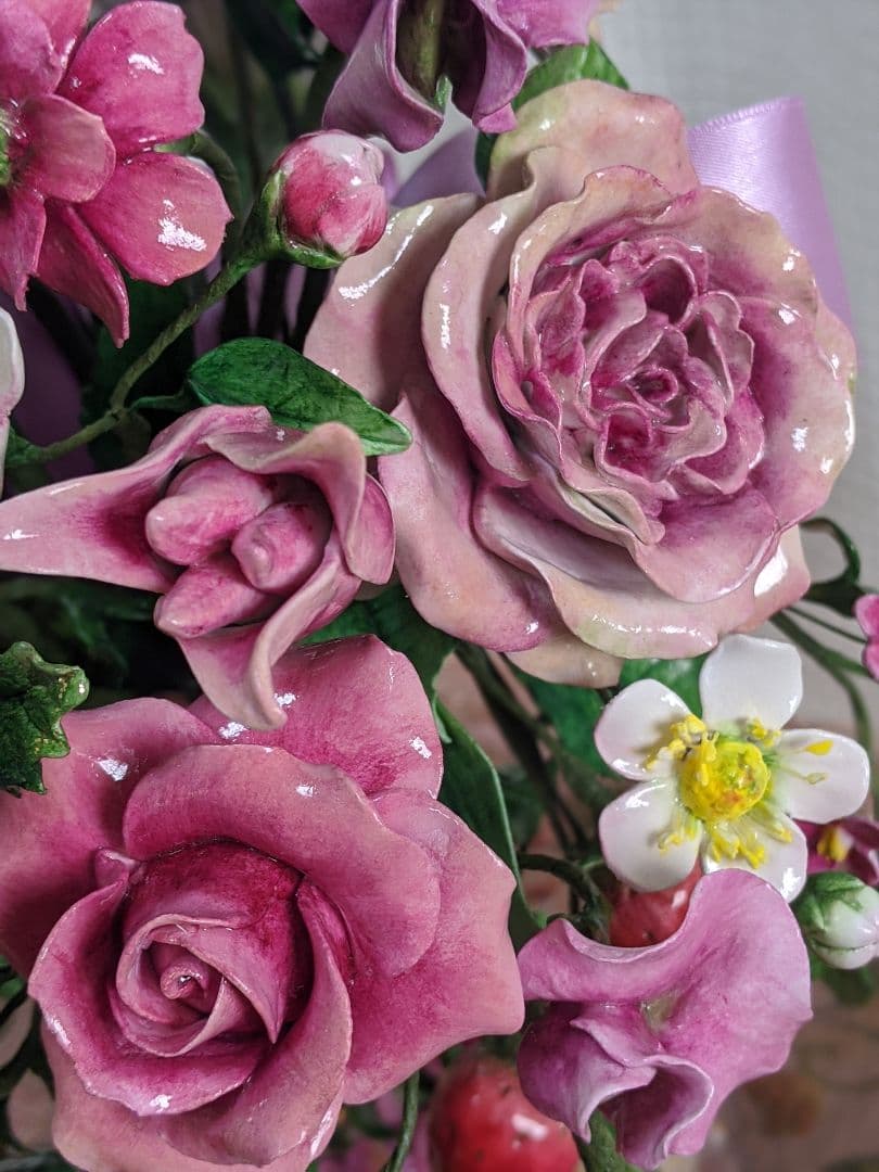 クレイフラワー♥薔薇のアレンジメント♥ハンドメイド