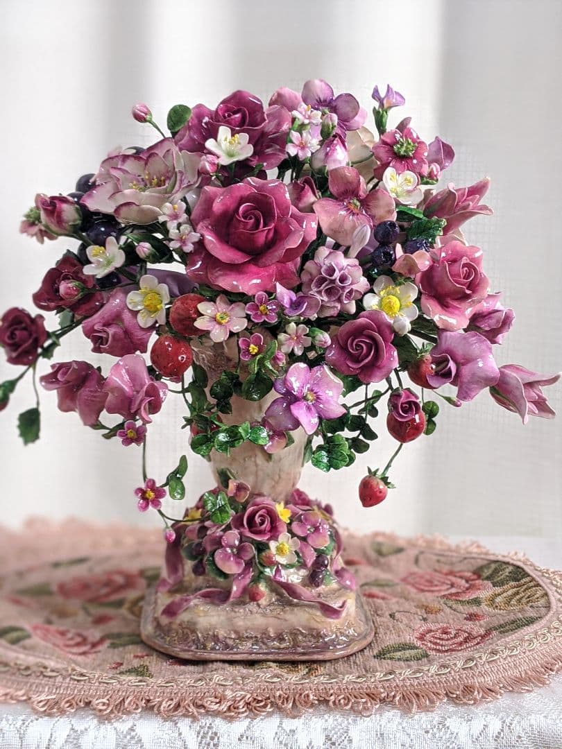 クレイフラワー♥薔薇のアレンジメント♥ハンドメイド