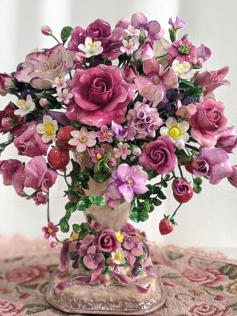 クレイフラワー♥薔薇のアレンジメント♥ハンドメイド