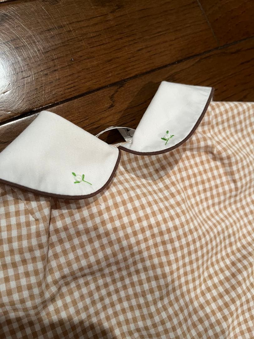 荻窪七里ベージュギンガムチェックワンピース120 七里久美子 お受験　お教室