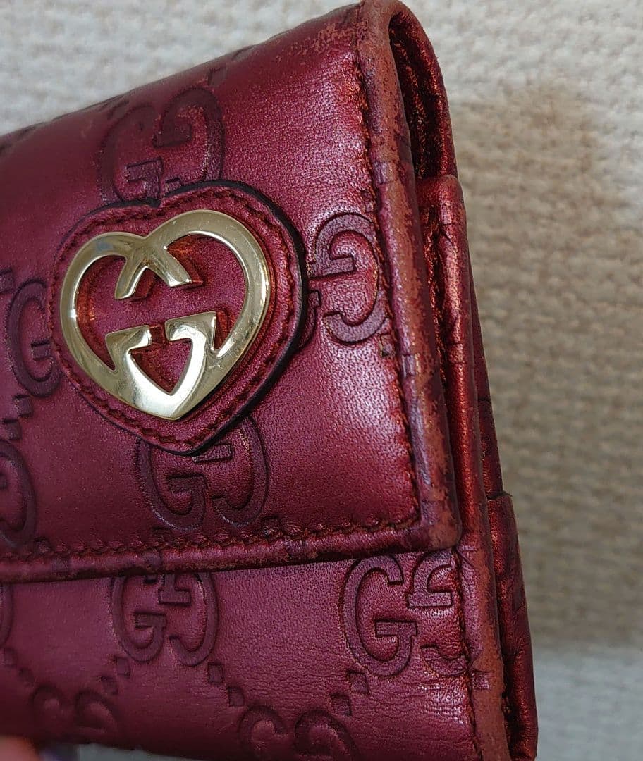 GUCCIシマ ハートシェイプ インターロッキング キーケース ミニ財布 箱付き