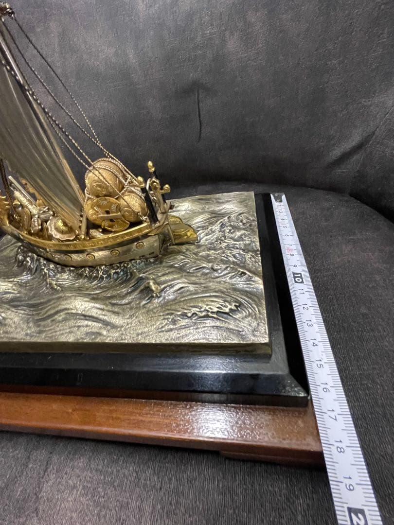 銀製　宝船　金属製船形彫刻