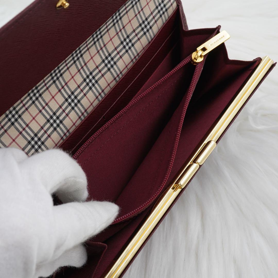 未使用品　箱付き　BURBREEY LONDON 長財布　ノバチェック　ボルドー