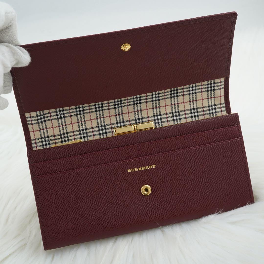 未使用品　箱付き　BURBREEY LONDON 長財布　ノバチェック　ボルドー