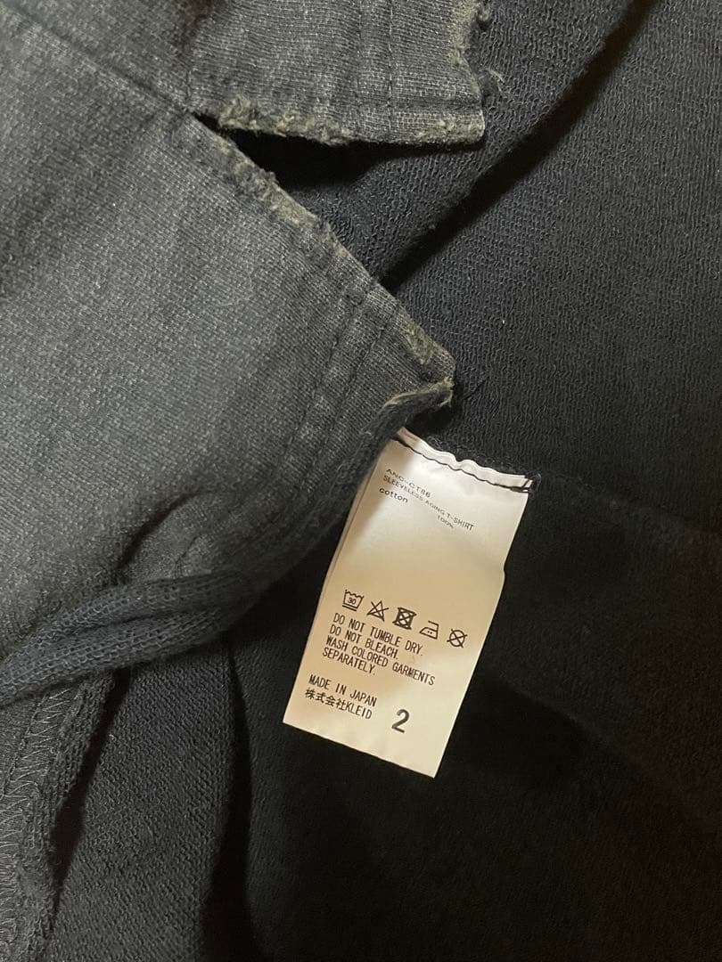 トップス ANCELLM SLEEVELESS AGING T-SHIRT/BLACK