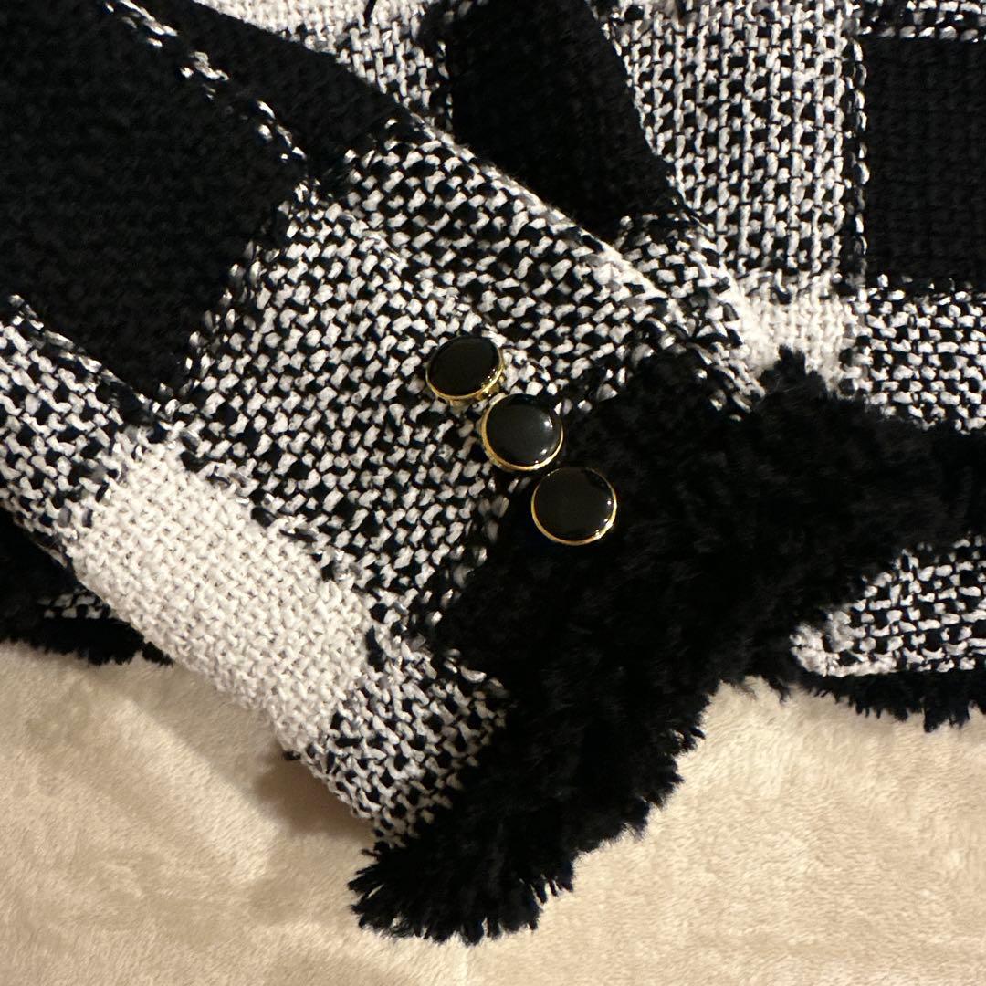 shéller チェック柄 ノーカラージャケット